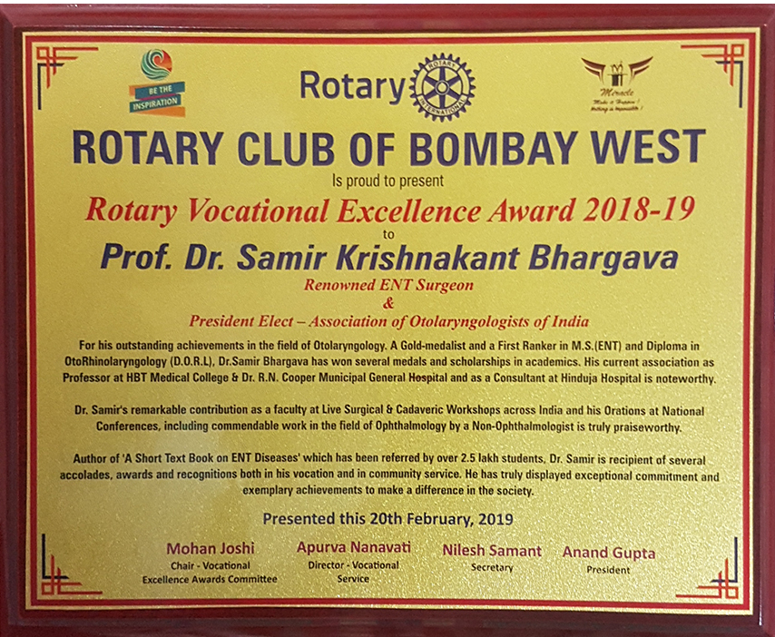 Vocational Excellence Award by Rotary